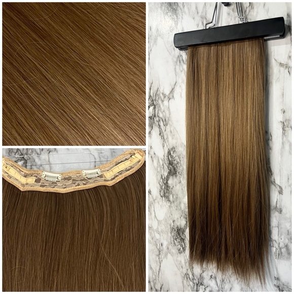 Halo Invisible Wire Straight long hair 22” hair extension in Light Brown - Picture 1 of 9